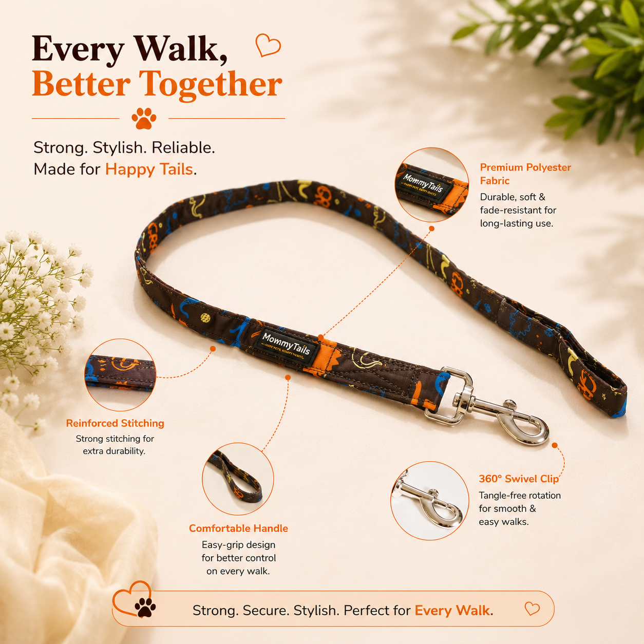 Mowmy Tails Explorer Leash - Dinosaur