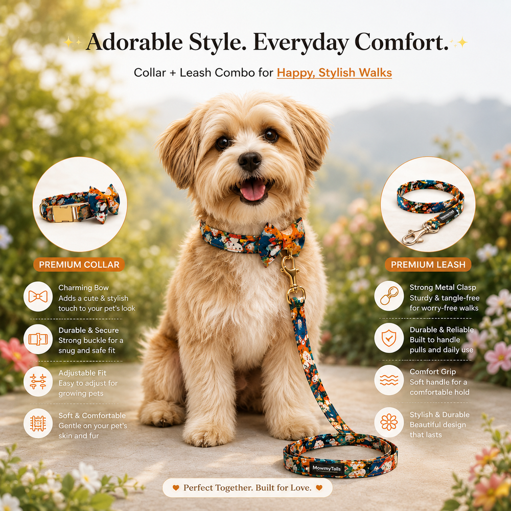 Mowmy Tails Customized Vest Harness + Leash Combo