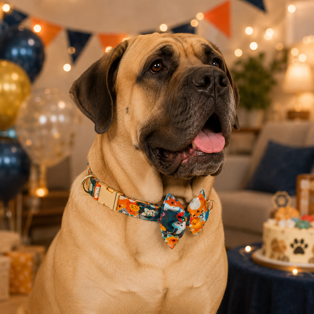 Mowmy Tails Luxe Bow-Tie Collar - Forest Friends