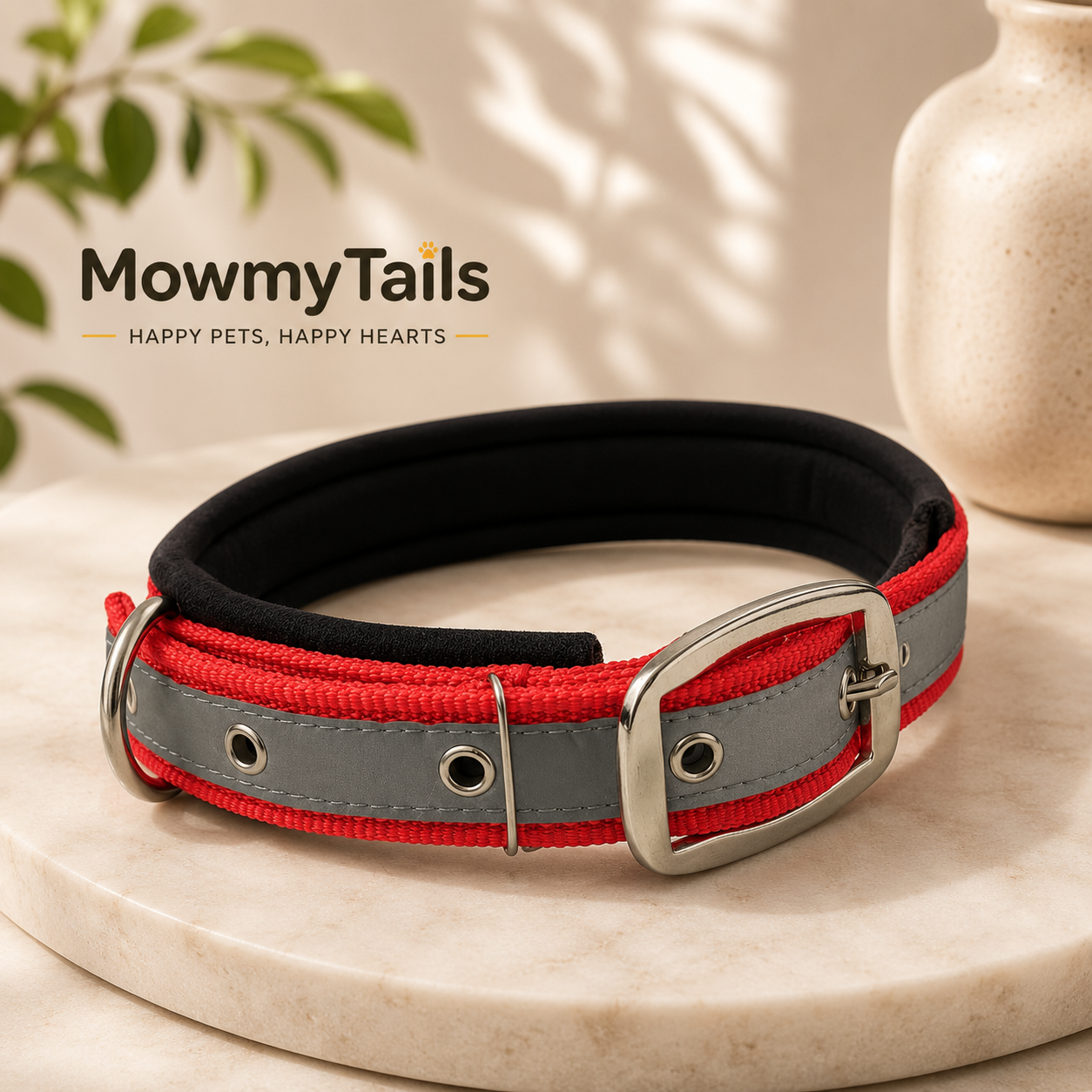 Mowmy Tails Premium Soft Padded Reflective Collar
