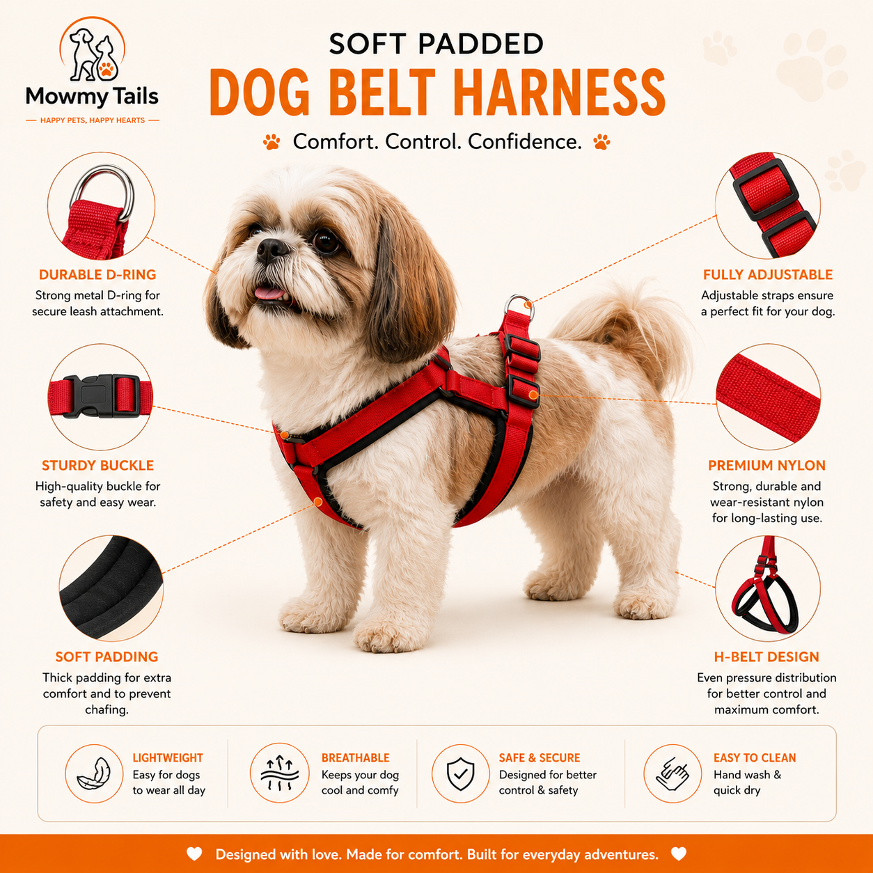 Mowmy Tails ComfortFit Harness