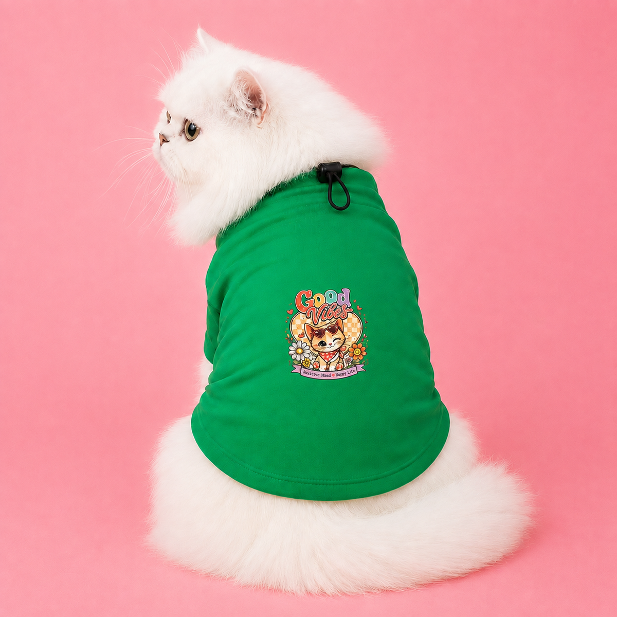 MowmyTails Kelly Green T-Shirt for Cats – Choose Your Sticker-Style