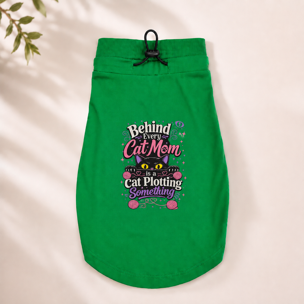 MowmyTails Kelly Green T-Shirt for Cats – Choose Your Sticker-Style