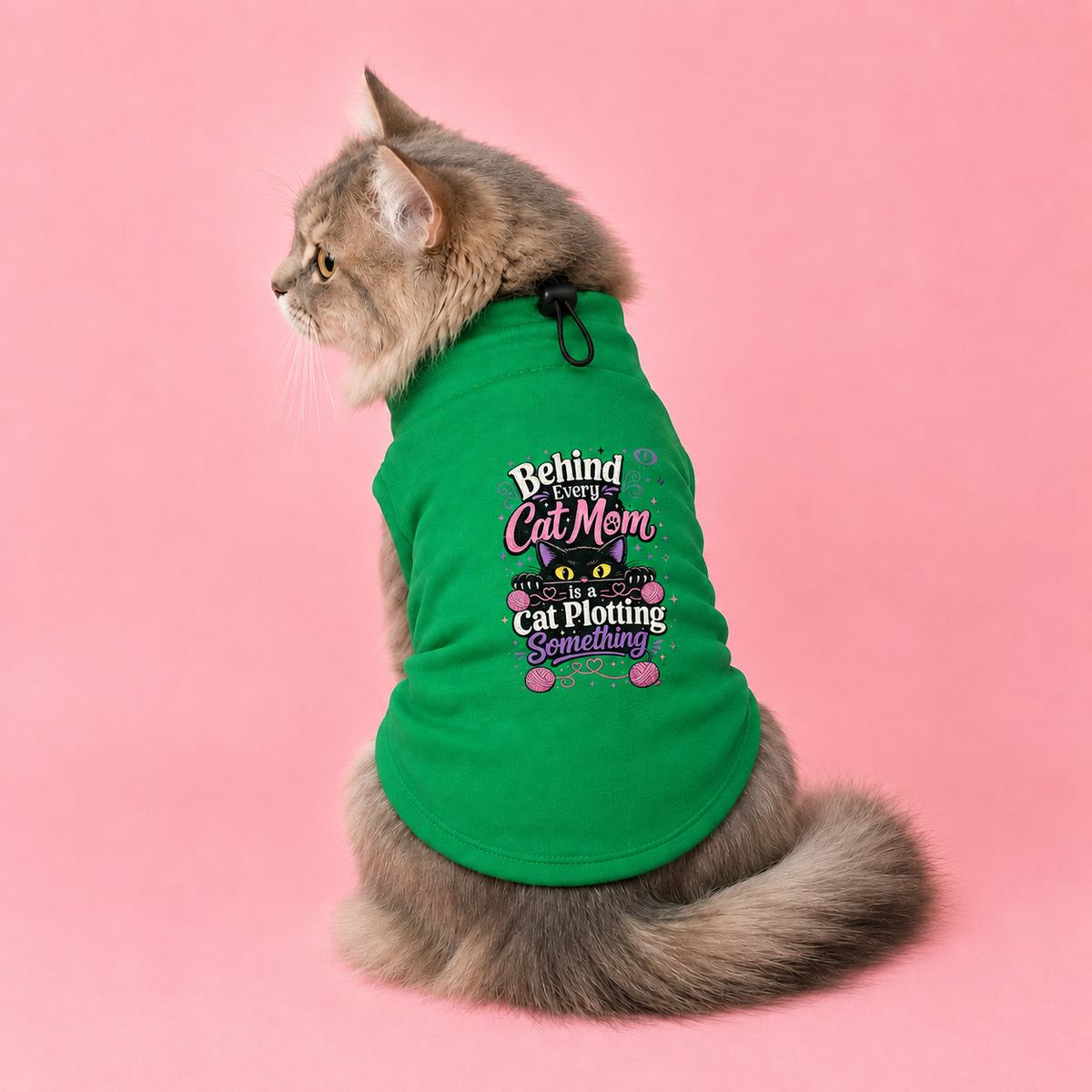MowmyTails Kelly Green T-Shirt for Cats – Choose Your Sticker-Style