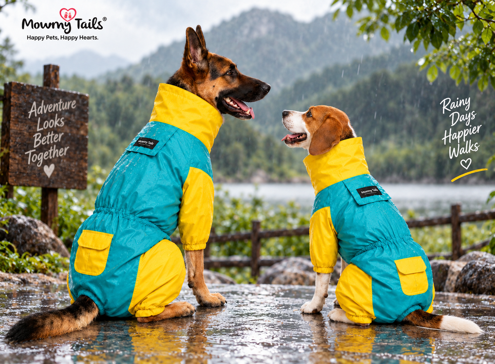 Mowmy Tails Citrus-Splash Full-Body Raincoat