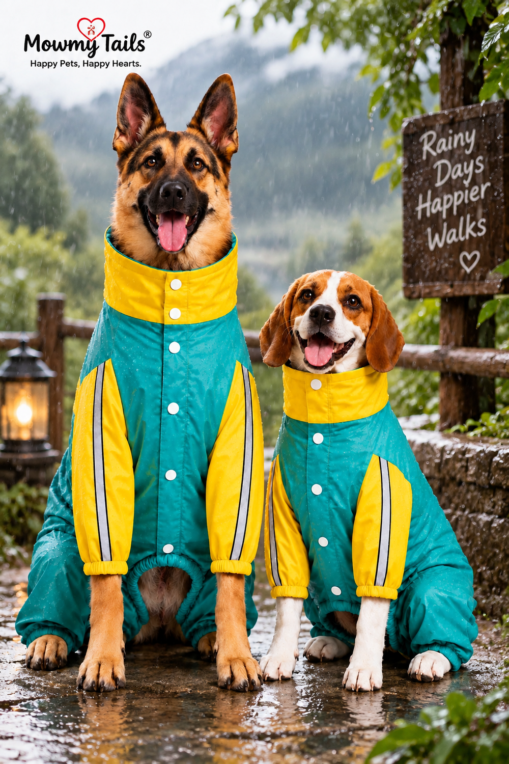 Mowmy Tails Citrus-Splash Full-Body Raincoat