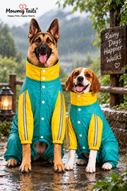 Mowmy Tails Citrus-Splash Full-Body Raincoat