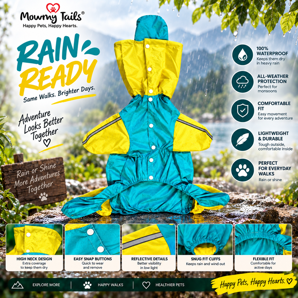 Mowmy Tails Citrus-Splash Full-Body Raincoat