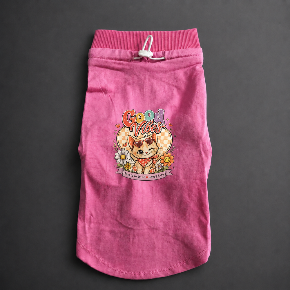 MowmyTails Bubble Pink T-Shirt for Cats – Choose Your Sticker-Style