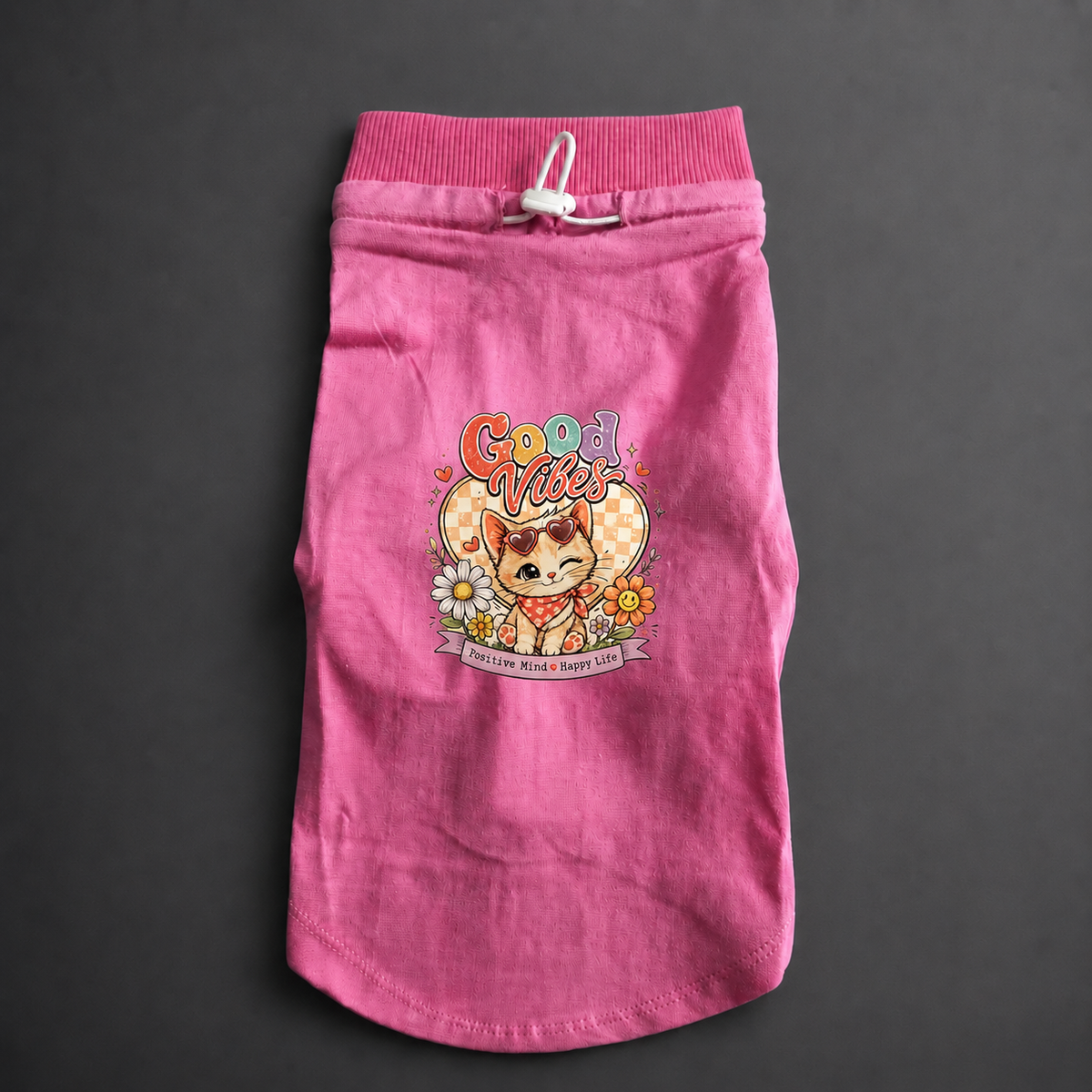 MowmyTails Bubble Pink T-Shirt for Cats – Choose Your Sticker-Style