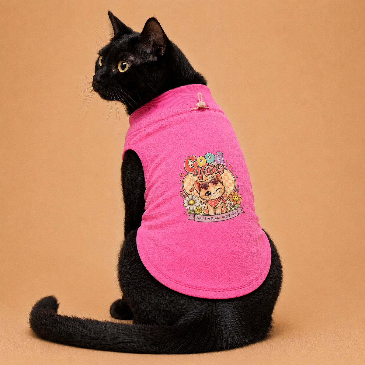 MowmyTails Bubble Pink T-Shirt for Cats – Choose Your Sticker-Style