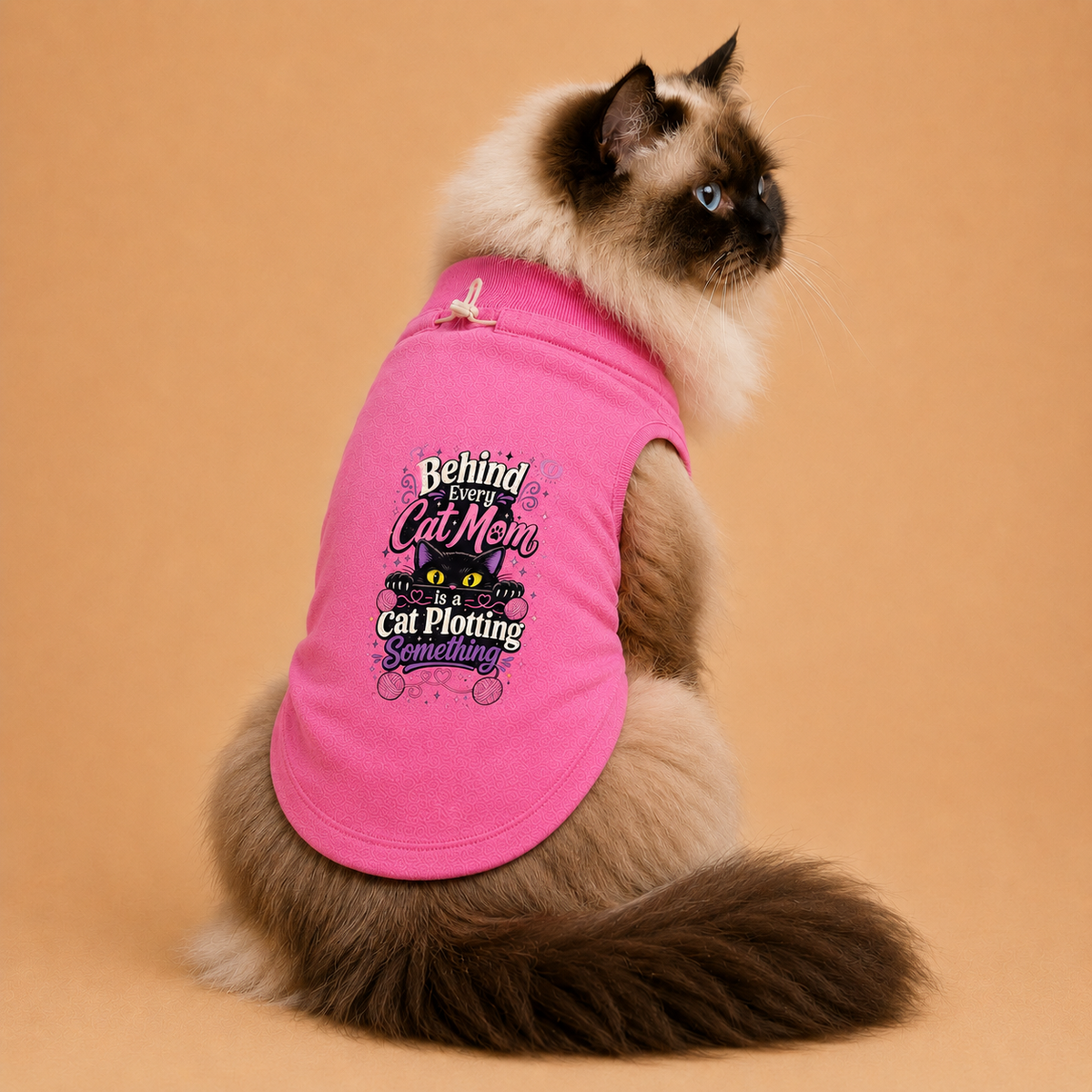 MowmyTails Bubble Pink T-Shirt for Cats – Choose Your Sticker-Style
