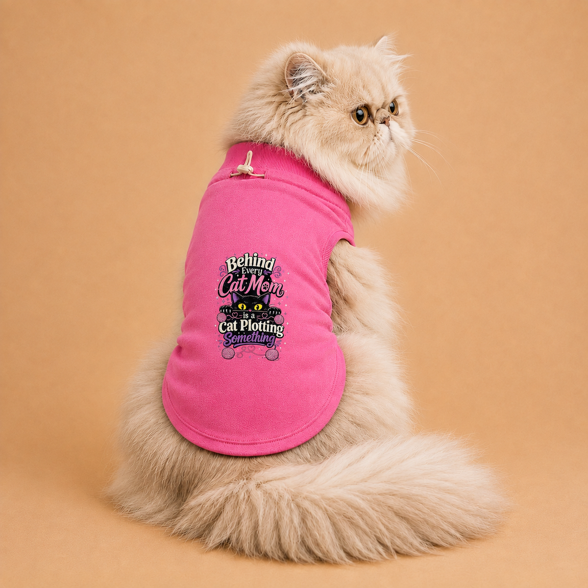 MowmyTails Bubble Pink T-Shirt for Cats – Choose Your Sticker-Style