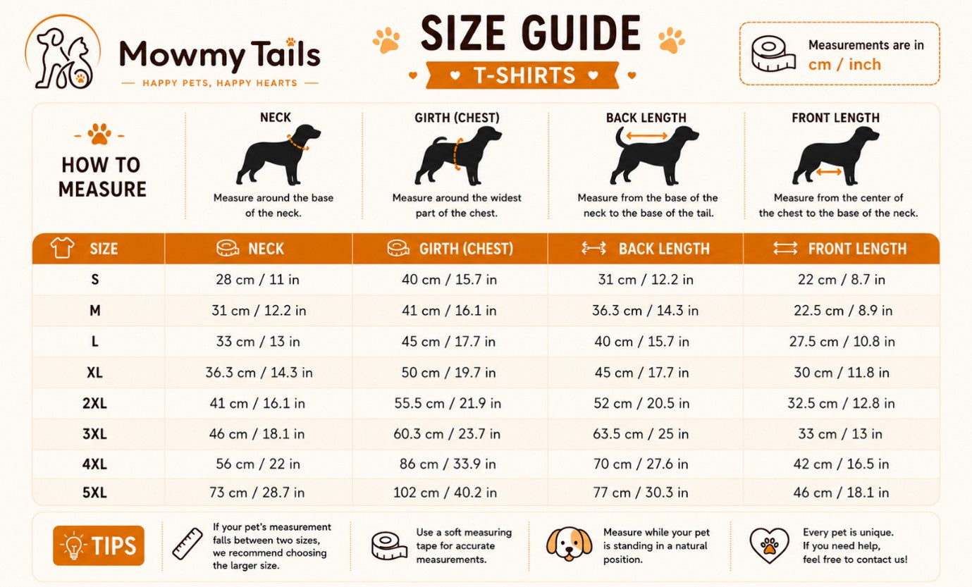 T-shirt size chart